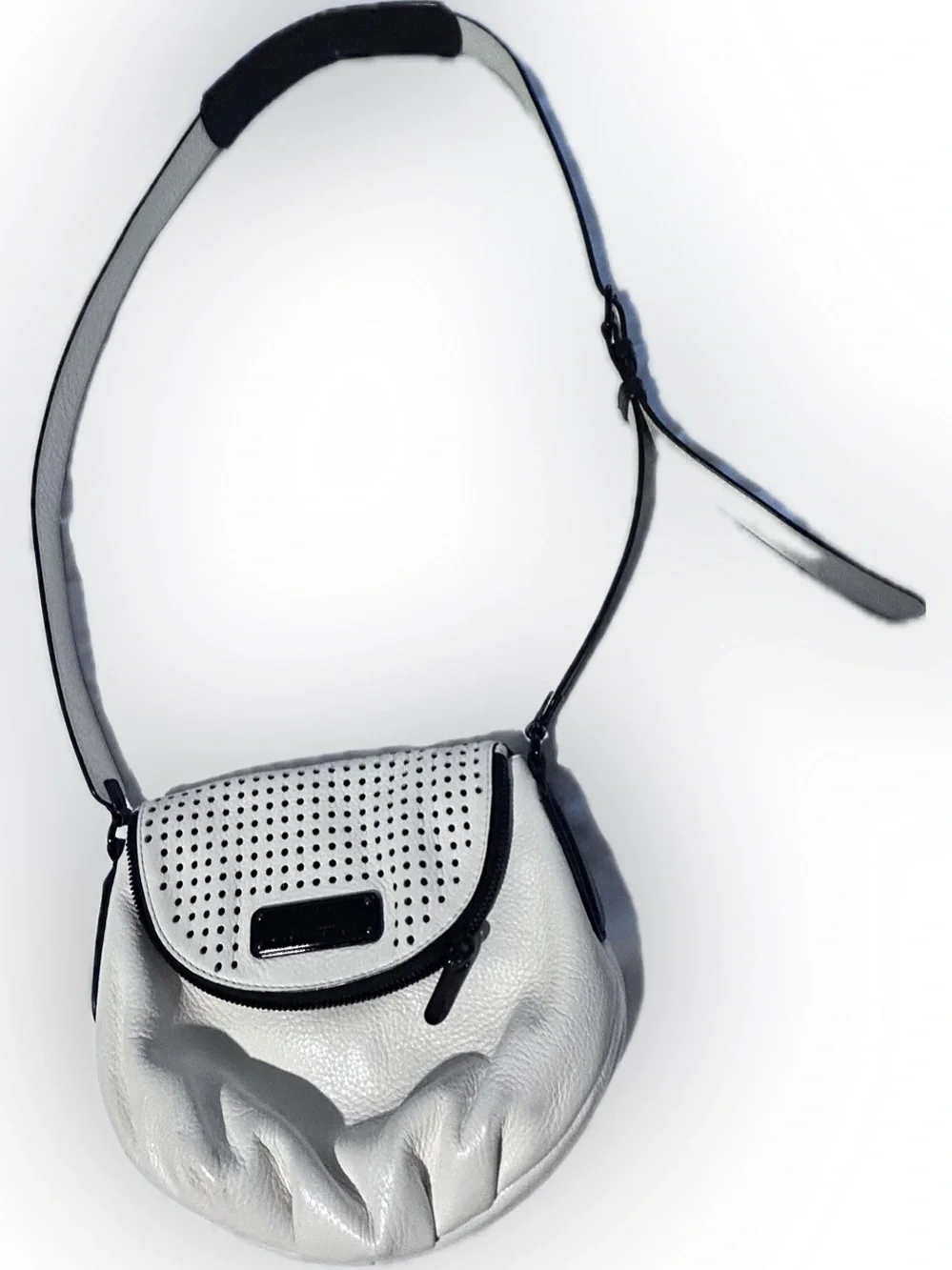 Marc by Marc Jacobs Off-White Perforated Flap Leather Crossbody Purse